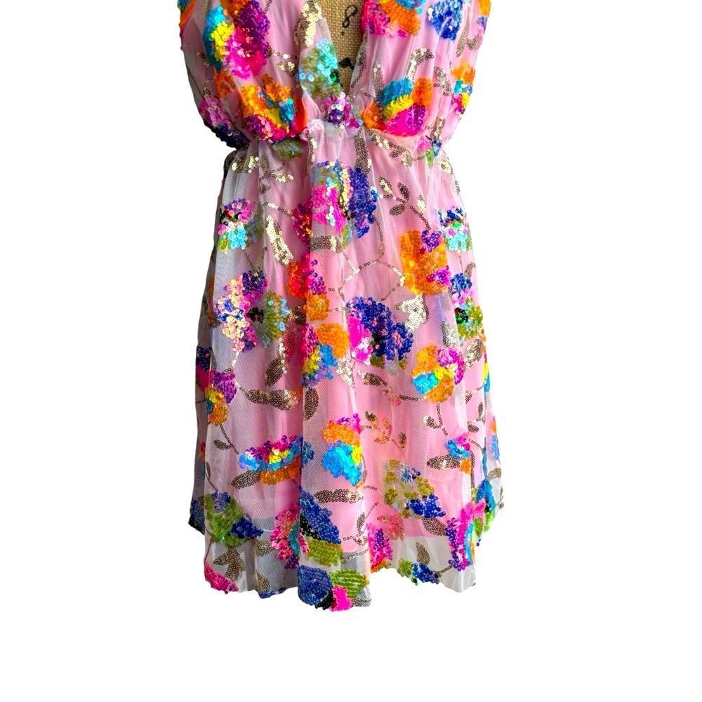 Garden of Eden Inspired Sequin Backless Mini Dress Size Large NWOT  5 0448 - Picture 3 of 12